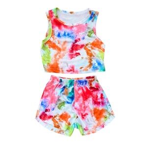 Small Shop Colorful Tie-Dye Tank and Shorts Set 4